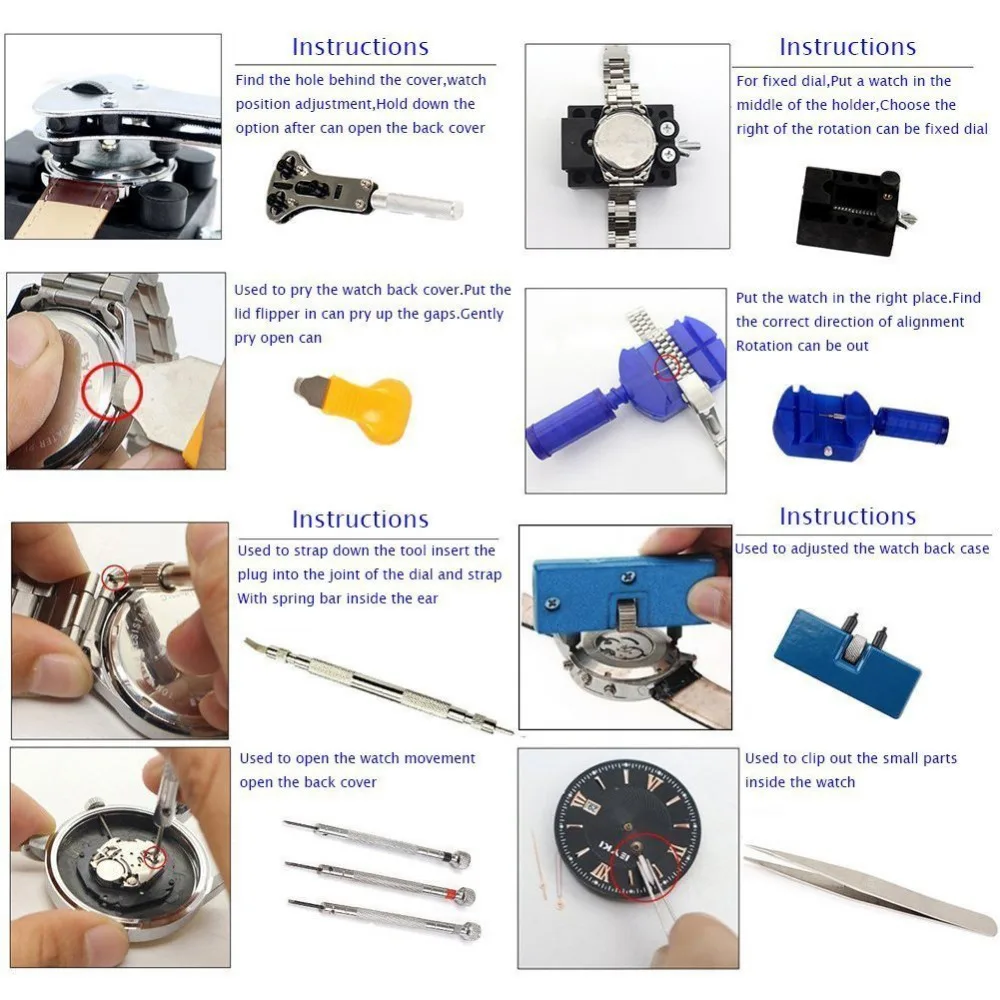 Профессиональные часы набор инструментов набора с корпус часов булавка пружины открывалка инструменты для ремонта ЧАСОВЫЕ инструменты ручные инструменты аксессуары для часов