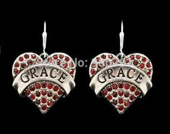 

Newest Styles rhodium plated Grace Red Crystal Heart Earrings(E100069), 30pair a lot