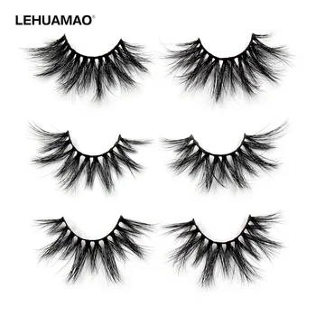 LEHUAMAO 25mm 속눈썹 5D 밍크 가짜 속눈썹 Crisscross Strands 잔인한 무료 높은 볼륨 밍크 속눈썹 소프트 드라마틱 아이 래쉬