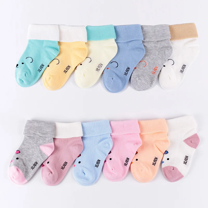 12 Pairs/Lot baby socks for newborns girls boy winter anti slips warm