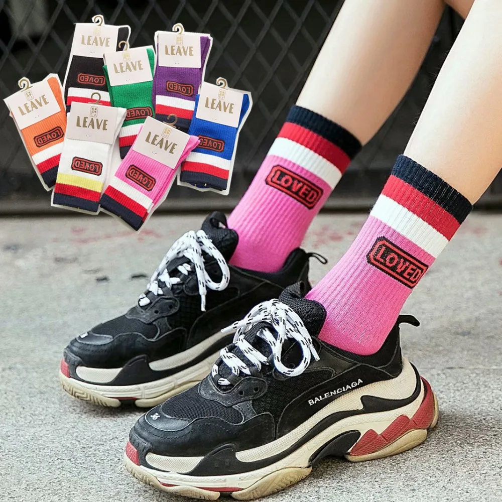 

Autumn winter socks women letters trend sports socks cotton ladies street ing hip hop hip hop deodorant tide tube socks women