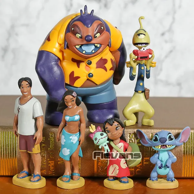 Cartoon Movie Lilo & Stitch Jumba Pleakley Stitch Q Version Toy PVC Figures Dolls Kids Gift 5pcs