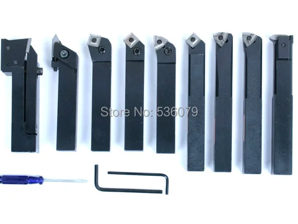 

20mm 9pcs/set indexable carbide turnnig tools lathe, lathe cutting tools set with inserts, best quality in China