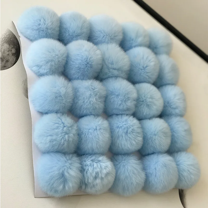 25pcs a lot wholesale 6cm real rex rabbit pom pom fur ball DIY accessories hat glove hair key chain party accessories fluffy fur