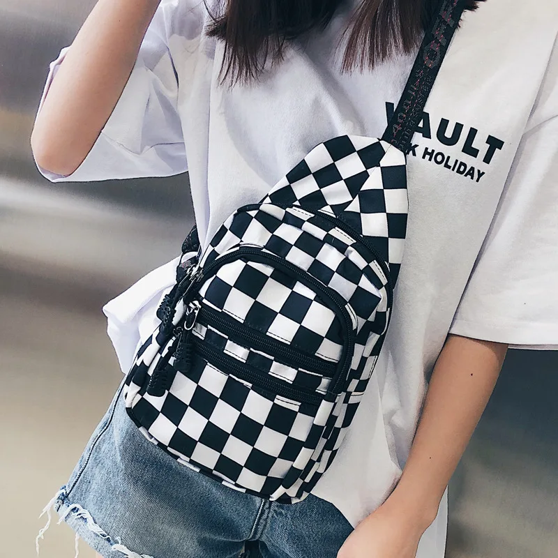 

Hot Sale Waist Bag Women Men Unisex Chest Pack Lattice Checkerboard Fanny Pack Female Shoulder Belt Bag New Plaid Hands Free Bag