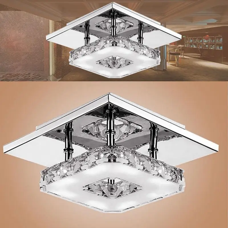 

LED square indoor crystal ceiling lamp aisle lights modern minimalist corridor porch balcony lighting home decoration