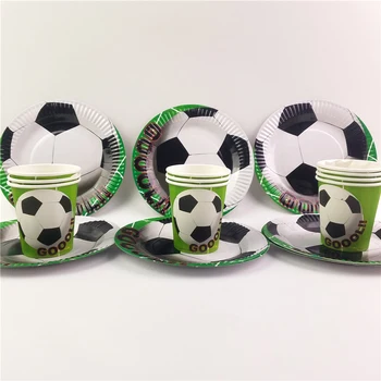 

20pcs/lot Cup Plate Party Tableware Set Football Soccer Theme Kids Favor Happy Birthday Party Supplies Decoration Eco-friendly