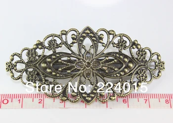 

20pcs/79x35mm Ancient Bronze Tone Filigree Flower Wraps Arch French Barrette Clips For Hair Accessories Connectors