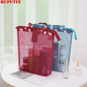 

RUPUTIN Multi Purpose Storage For Beach Pool Trip Women Outdoor Bags Female Mesh Bag Swimming Bag Travel Handhold Cosmetic Bag