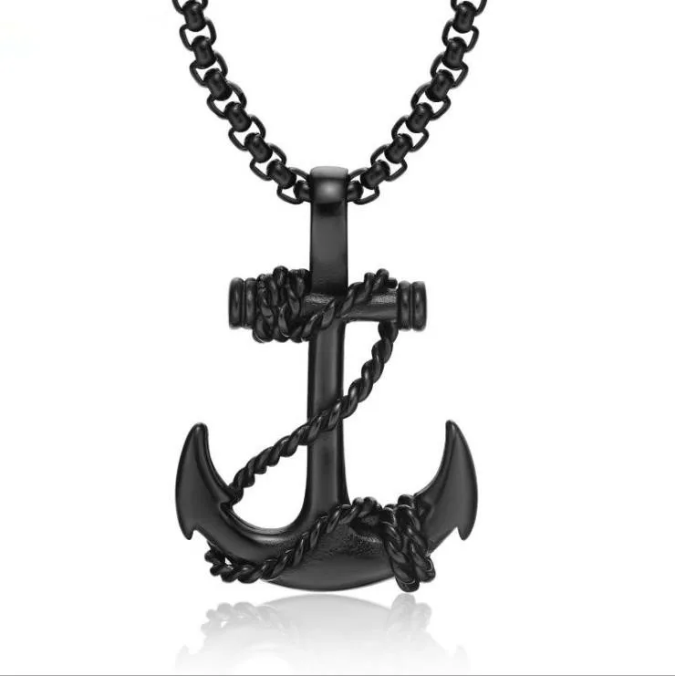 Mens Necklace Retro stainless steel Anchors crosses pendant men 's