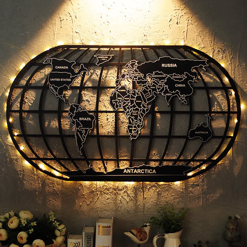 Style Decoration World Map Wrought Iron Wall World Map Wrought Iron Wall Decoration