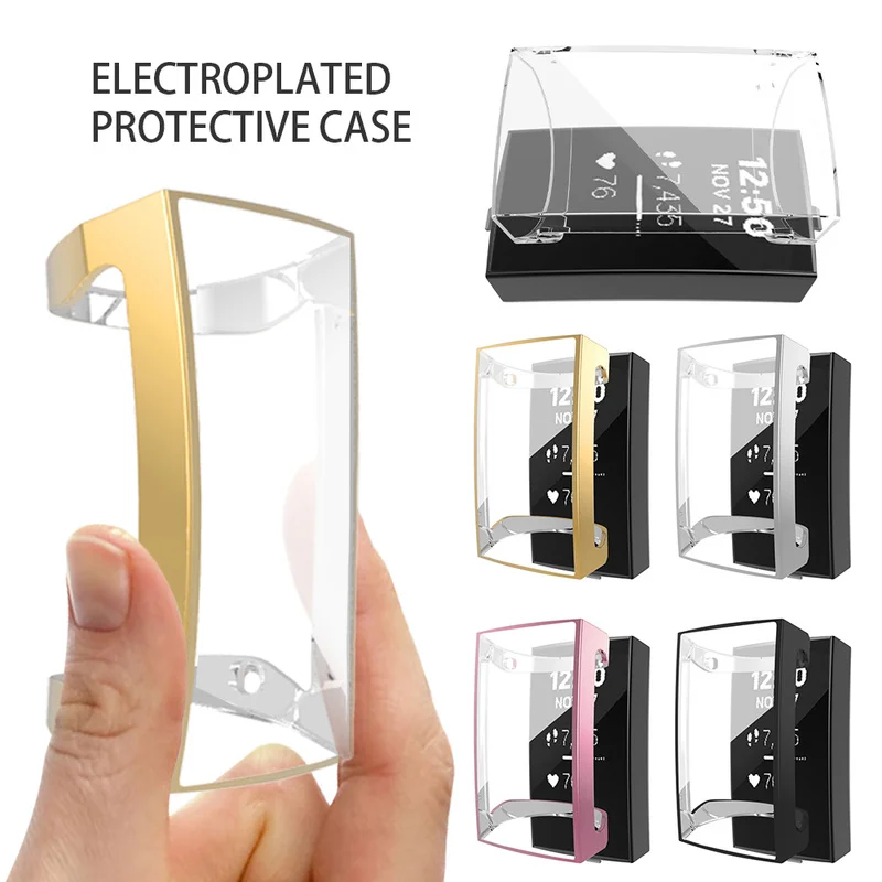 

5 Color for Fitbit Charge 3 Silicone Dustproof and Waterproof TPU Clear Shell Case Durable Screen Protector Frame Cover