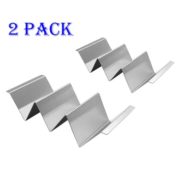 

Taco Holder with 3 Compartments and Side Handling Edge Made of Premium Food Grade Stainless Steel for Trtillas, Fajitas, 2 Pcs