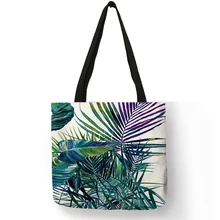 Телесный стиль, женские сумки, тропические зеленые листья растений, принты, сумки для рук, эко лен, для девочек, школьная, офисная, декоративная сумка на плечо