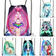 Custom Hatsune Miku Megurine Drawstring Backpack Bag Cute Daypack Kids Satchel (Black Back) 31x40cm#180531-03-37