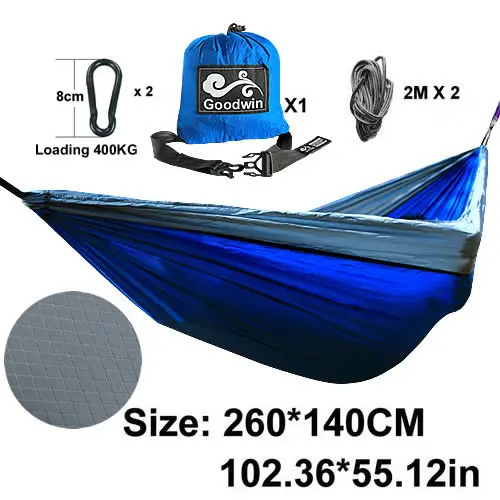 Waffle hammock Ромбовидные решетки синий серый нейлоновый гамак 260*140 см уличная мебель загрузка 350 кг - Цвет: Waffle hammock