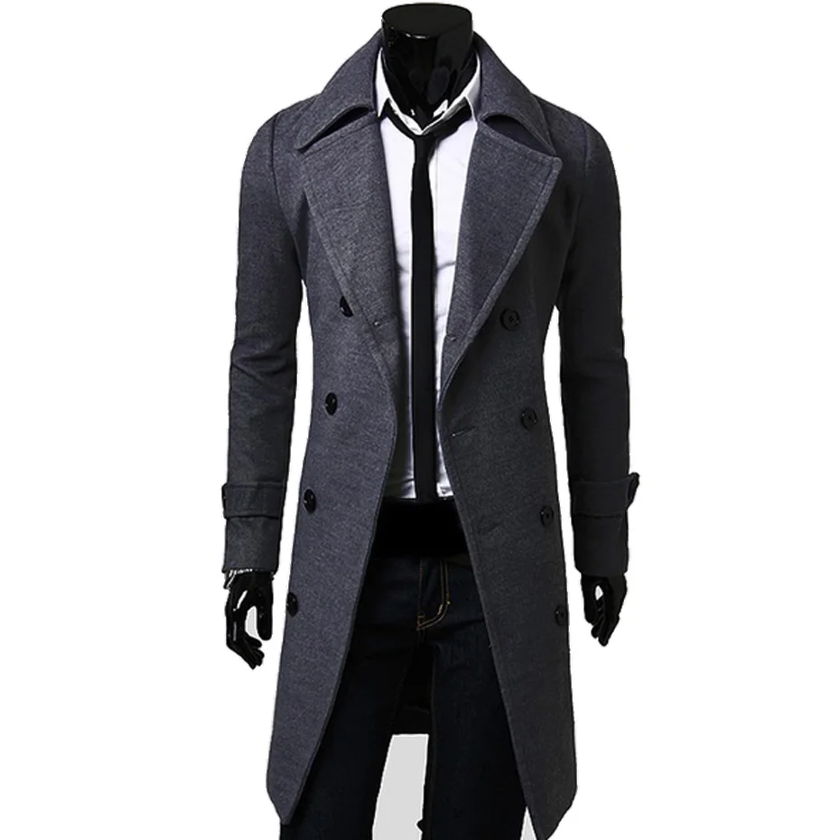 ZOGAA, мужское шерстяное пальто, двубортное Мужское пальто с длинным рукавом, мужское пальто, зимнее тонкое однотонное Мужское пальто