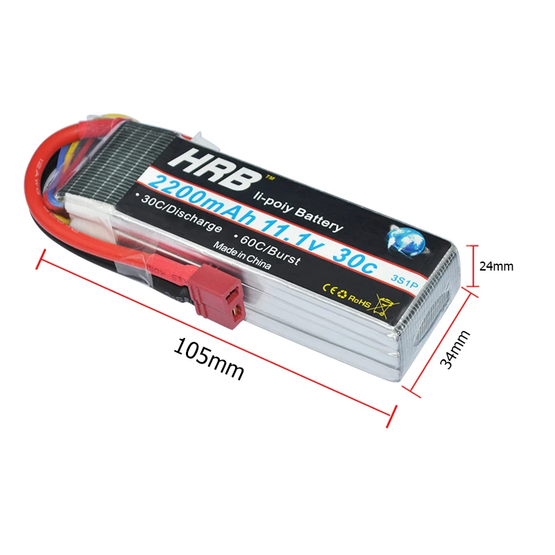 2 шт. HRB Lipo 3S батарея 11,1 v 2200mAh 30C MAX 60C RC Bateria AKKU для Trex-450 с фиксированным крылом RC вертолет автомобиль Лодка Квадрокоптер