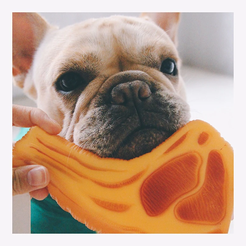 Pet Beef Steak Squeeze Sound Toy Funny Interactive Squeaky Rubber Chew