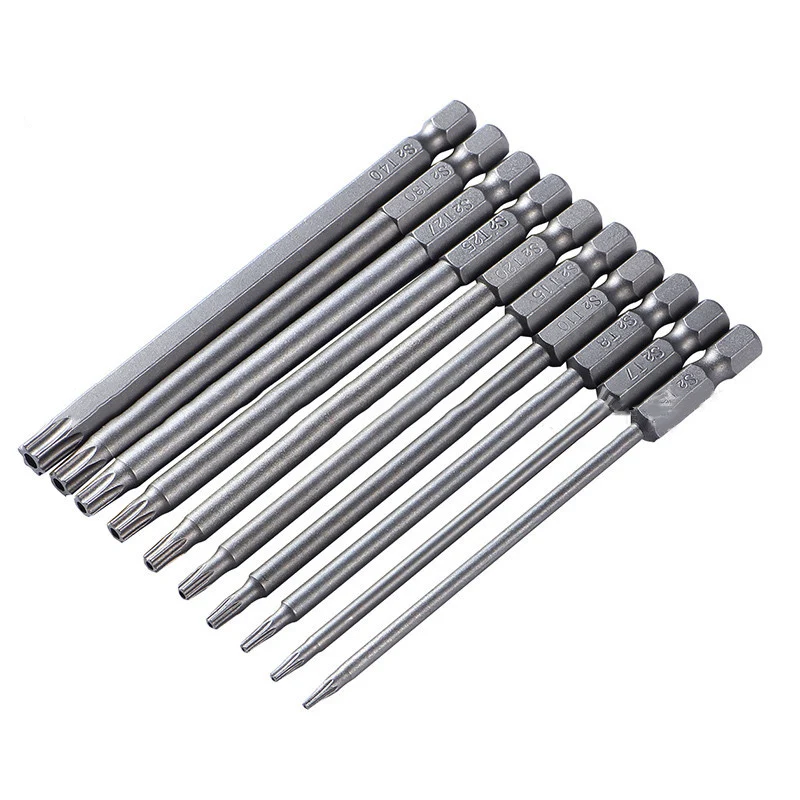 

8pcs Magnetic Torx Screwdriver Bit Set 150mm Long Steel Electric Screwdrier Tools T8/T10/T15/T20/T25/T27/T30/T40