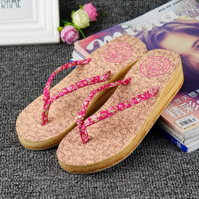 

POADISFOO 2019 Summer Wood Grain Face Ladies Flip Flops wear-resistant non-slip Bottom Fashion Sandals Slippers WNH-5405