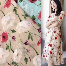 Imorted модная Цветочная шифоновая ткань мягкая тонкая удобная ткань для женщин длинное пляжное платье, лоскутное по метру