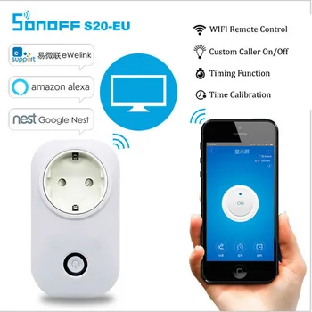 

Sonoff S20 Wifi Power Socket Switch with Alexa Google Home Wireless APP Remote Socket Outlet Timing Switch for Smart Home Work