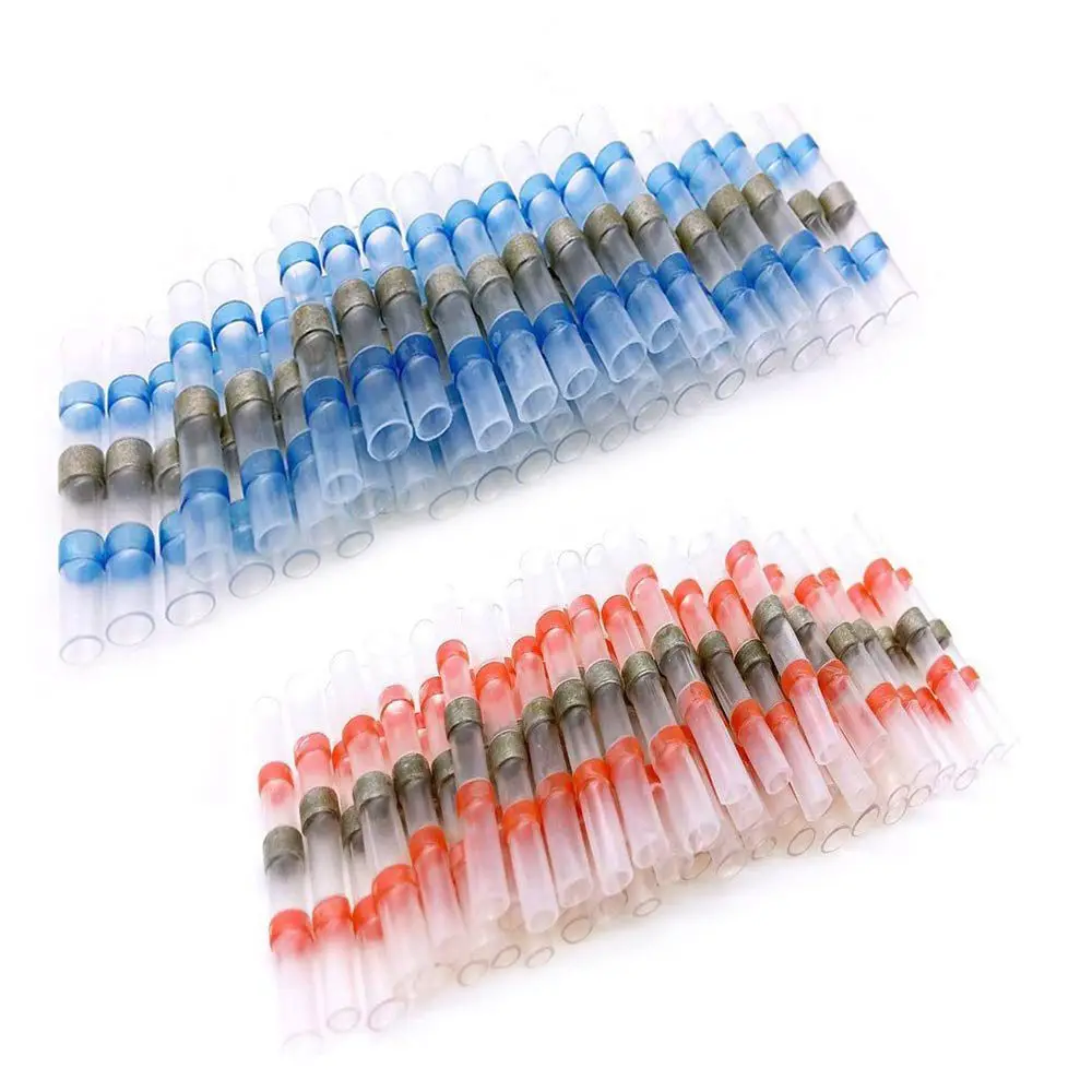 

65x Solder Seal Wire Connector Heat Shrink Electrical Terminals Assorted Insulated Waterproof Butt Connector set 40 Red 25 Blue