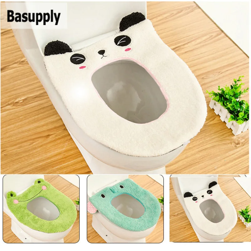

Basupply 1Pc Cartoon Warm Cashmere Toilet Seat Cover Washable Bathroom Mat Closestool Lid Cover Toilet Seat Pad Bathroom Decor