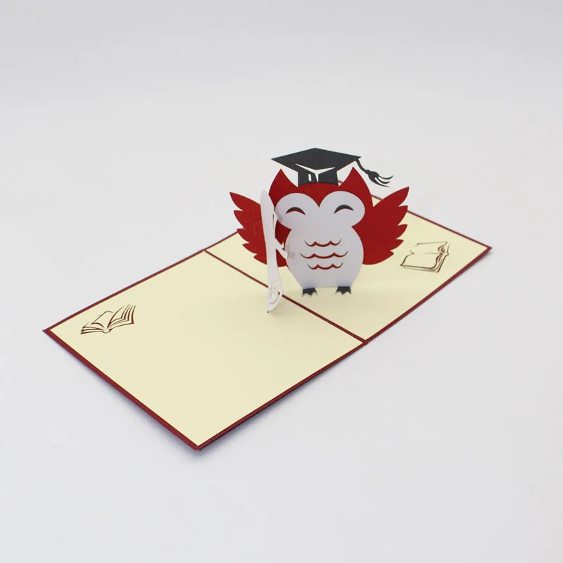  1pcs 3D Creative Doctor Hat Scissor Cut Crafts DIY Wedding Party Greet Cards Cute Owl Birthday Invi - 32987240326