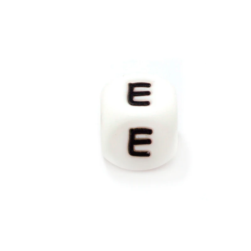 E Sutoyuen 100 шт. 12 мм BPA бесплатно свободный Английский алфавит силиконовые письмо бисер DIY ребенка прорезыватель соска пустышка жевательной ювелирные изделия игрушки - Цвет: E