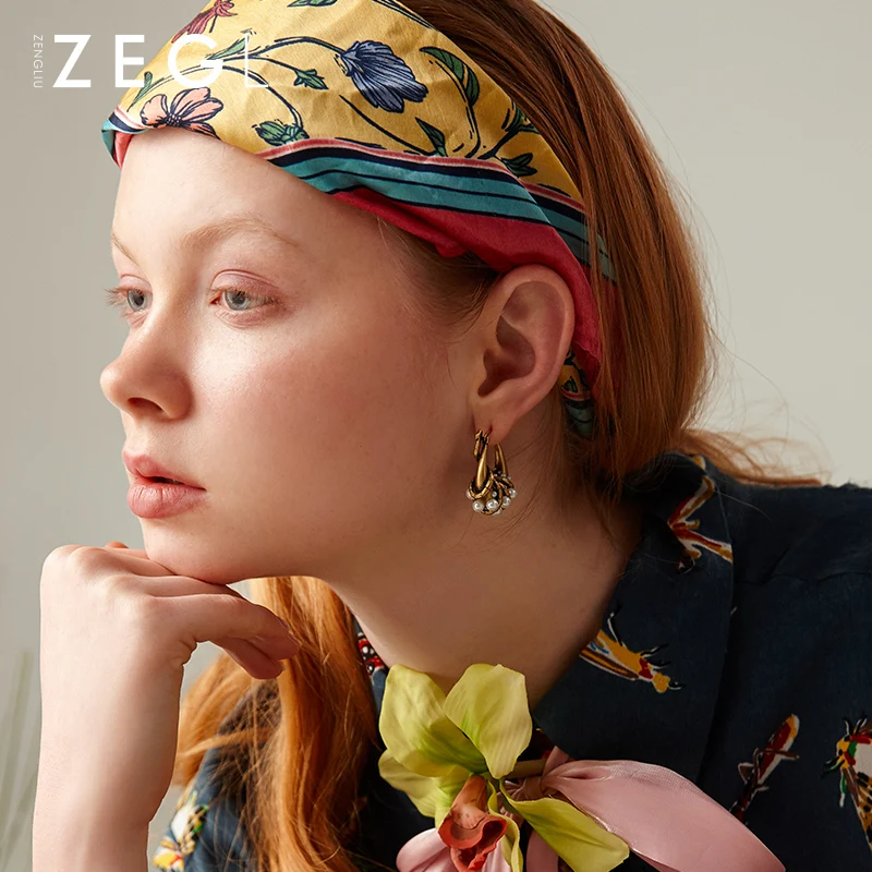 

ZEGL new wave retro high quality temperament European and American ladies earrings court baroque earrings snake jewelry