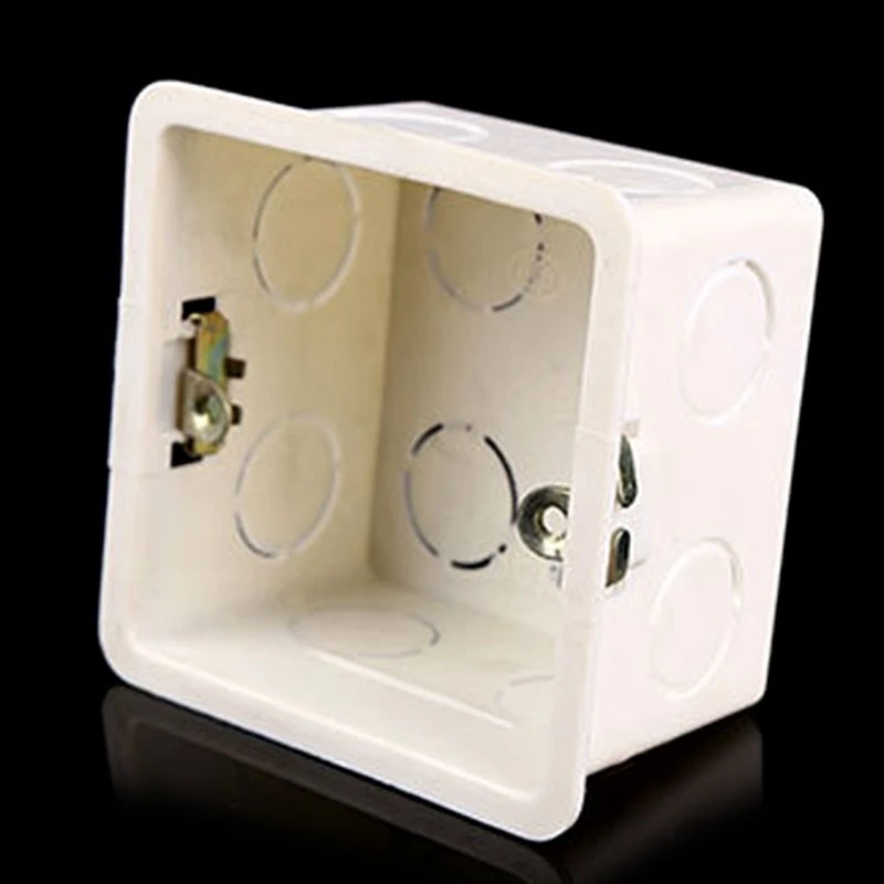 1pcs 86 Type Junction Box Surface Mount Bottom Wall Switch Socket Trough White PVC Box 86*86*50mm