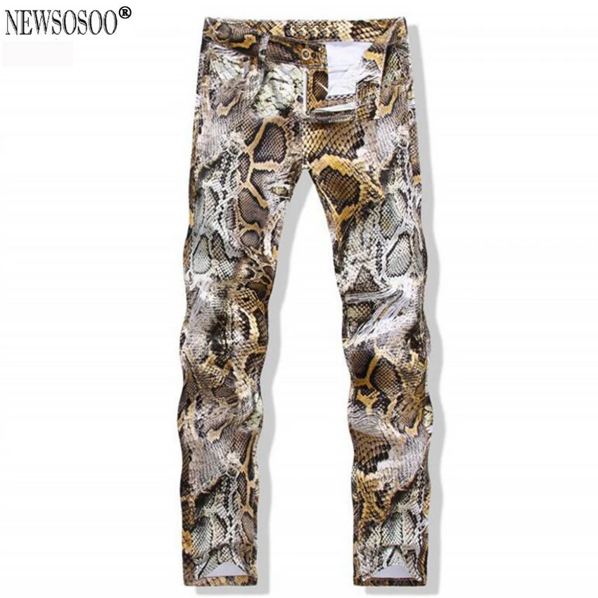 

Newsosoo Snake 3D Printed Jeans Biker Pants Zipper Design Slim Pencil Pants Denim Night Club Casual High Quality jeans MJ19