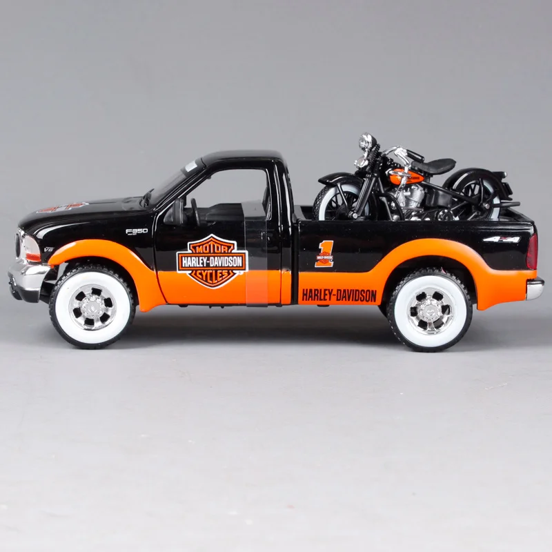 negro con Harley Davidson Maisto Pick up modelo 1:24 Ford F-350 naranja