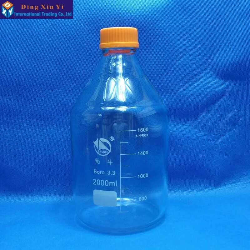 Garrafa com Tampa de Parafuso 1000 2000 1 Conjunto Transparente Vidro Reagente Azul Laboratório Garrafa 100 ml - 250 500 6 Frasco de laboratório