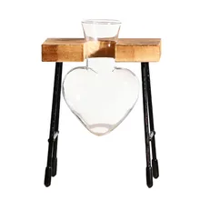 Maceteros Para в форме сердца коричневая стеклянная гидропонная ваза цветочный горшок деревянный поднос украшение стола украшение вазы 19July4 P30