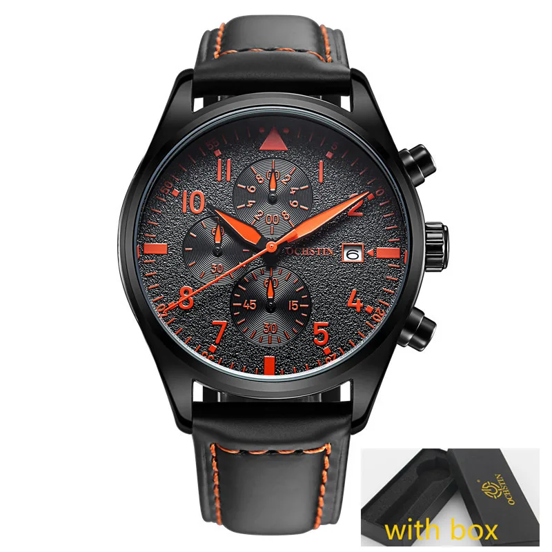 Relogio Masculino OCHSTIN часы с хронографом спортивные часы для мужчин horloges mannen кварцевые наручные часы для мужчин erkek saat - Цвет: black orange043B box