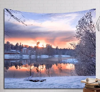

CAMMITEVER Exquisite Snow Scenery Fog Scene Tapestry Sandy Cloth Photo Print Real Effect Like Wall Hanging Art Customize