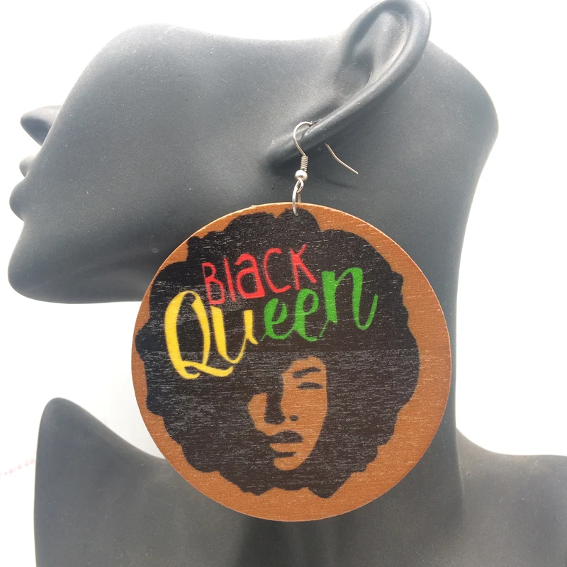 

Printing Black Queen Wooden Earrings