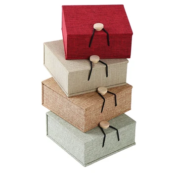 

1pc Square Jewelry Organizer Box Linen Jewelry Jewellery Ring Earring Display Storage Organizer Box Case Holder