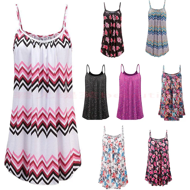 

Women's Plus Size 5XL 6XL Printed Tank Tops Casual Sleeveless Tank Black Clothes Summer Beach Camis Strap Streetwear O-Neck Tops