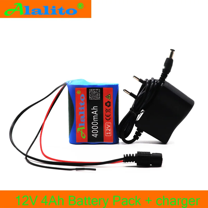 Alalito 12V 4000mAh 18650 литий ионная аккумуляторная батарея для камеры видеонаблюдения 3A