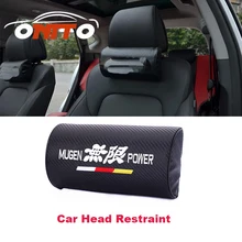 Автомобиль Интимные аксессуары углерода firber кожа для подголовник глава Средства ухода за кожей Шеи Rest Подушки Для Mugen Power Логотип