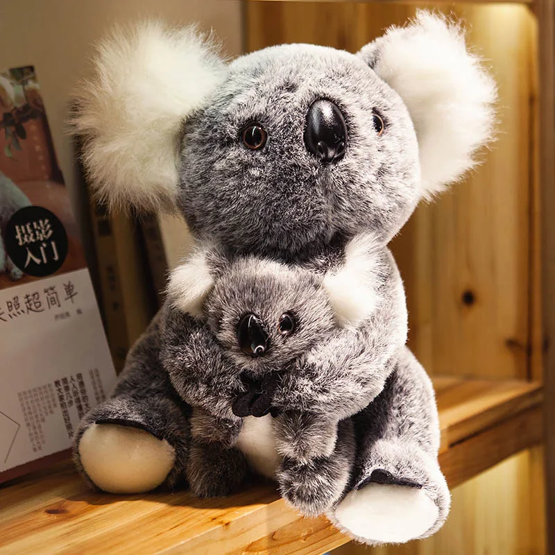 

Aeruiy Cute Plush Toy Simulation Koala Doll, Kawaii Stuffed Animal Gray White Mother and Child Koalas, Children Birthday Gift