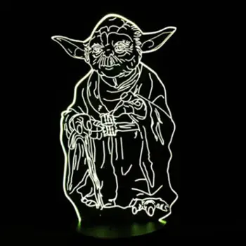 

3D Star Wars Master Yoda LED night 7 Color multi touch table desk Lamp Light
