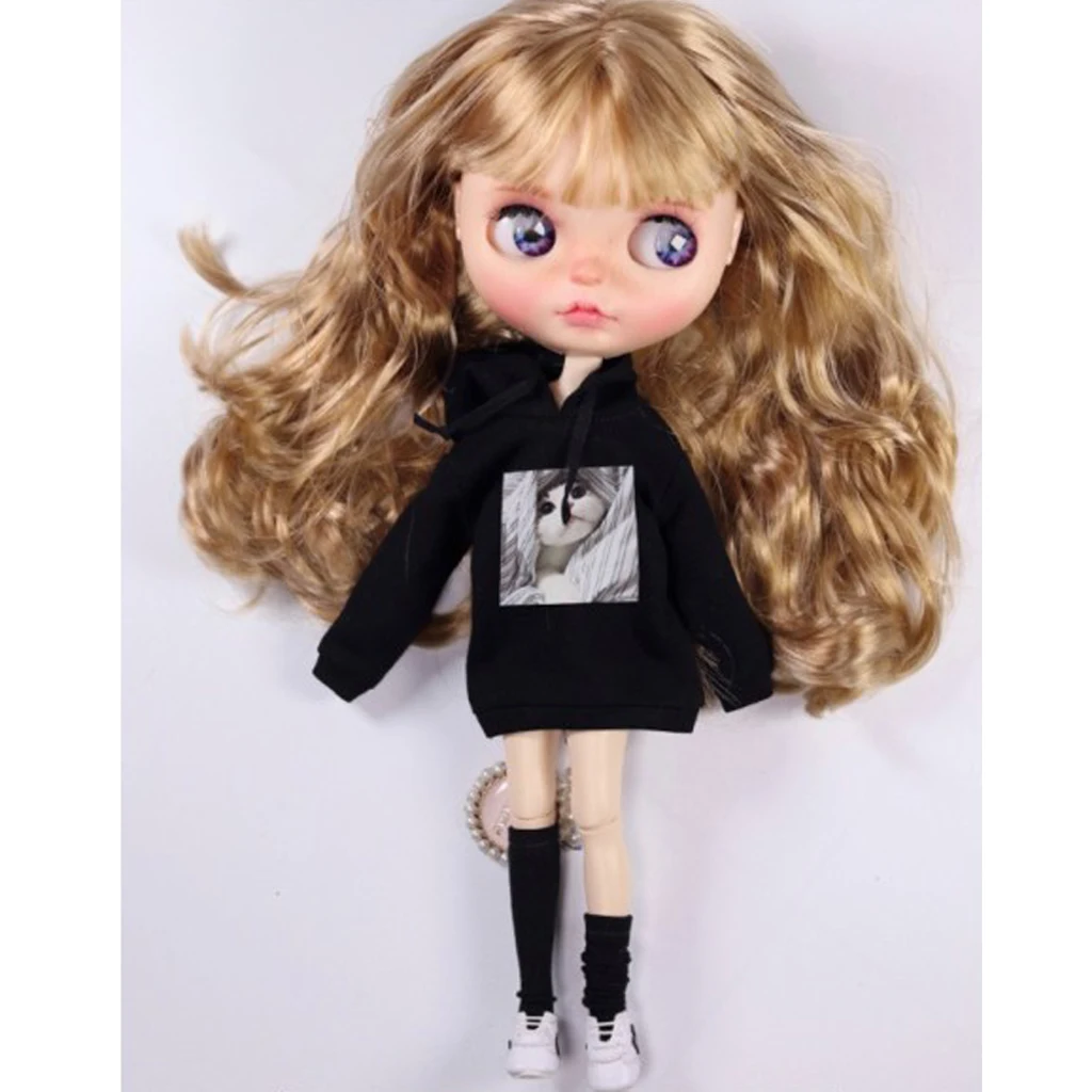 1//6 Cute Printing Doll Clothes Cotton Long Sleeve Pullover for 12/'/' Blythe BJD