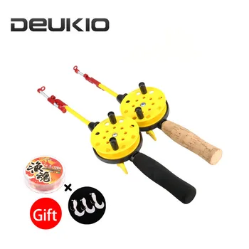 

DEUKIO ice fishing rods RS ice fishing reel lead hooks worm raw silk nylon Line fishing tackle pesca 41cm 77g lure accessories
