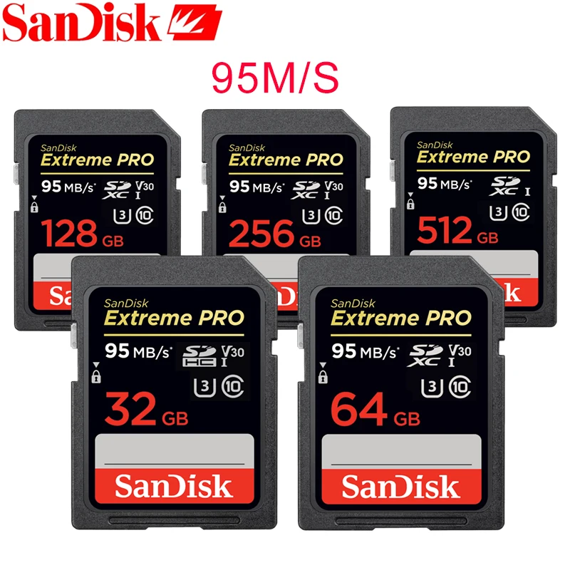 SanDisk Extreme Pro Scheda SD 32G 64G 128G 256G SDHC SDXC Supporto Della Scheda di Memoria UHS-I Class 10 95 M/S V30 4 K per Digital fotocamera