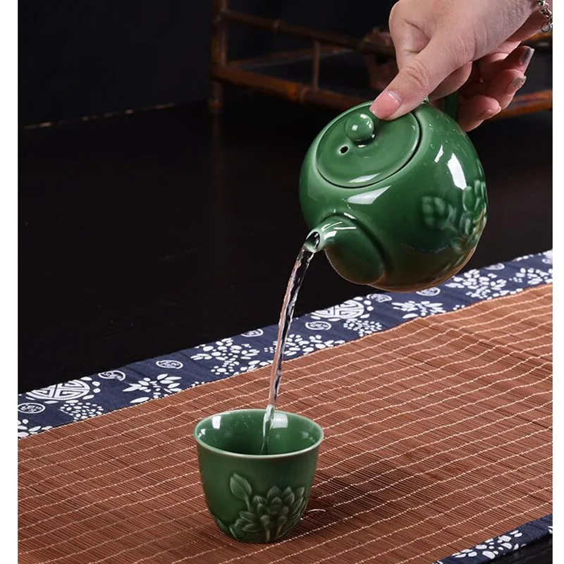 9 шт./лот Celadon чайный набор кунг-фу набор гладкой воды простой бытовой чайный набор аксессуары емкость чайной чашки около 60 мл WSHYUFEI